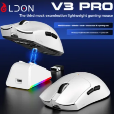 Chuột gaming Magic LDON V3 PRO | 3 Mode, Dock sạc, Trắng