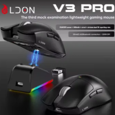 Chuột gaming Magic LDON V3 PRO | 3 Mode, Dock sạc, Đen