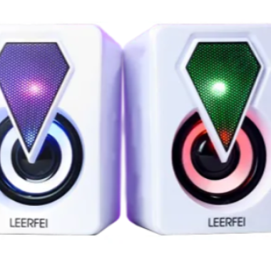Loa Mini Có Dây 2.0 LeerFei E-1046 - Led 7 Màu - Vỏ Trắng