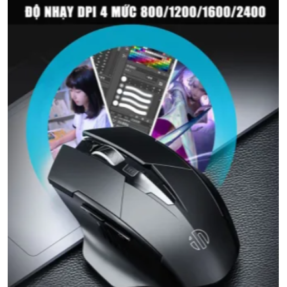 Chuột văn phòng INPHIC F1S Chính Hãng Wireless, 2400 DPI, 95g, Đen