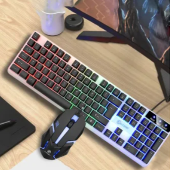 Combo phím chuột giả cơ GTX 350 Chuyên Game | Đen / Trắng Led Rainbow
