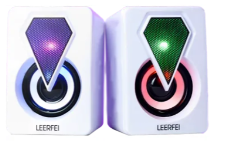 Loa Mini Có Dây 2.0 LeerFei E-1046 - Led 7 Màu - Vỏ Trắng
